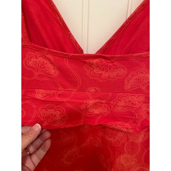 Patagonia Organic Cotton Orange/Red Floral‎ Mini Dress / Tunic women's sz L - Picture 6 of 13
